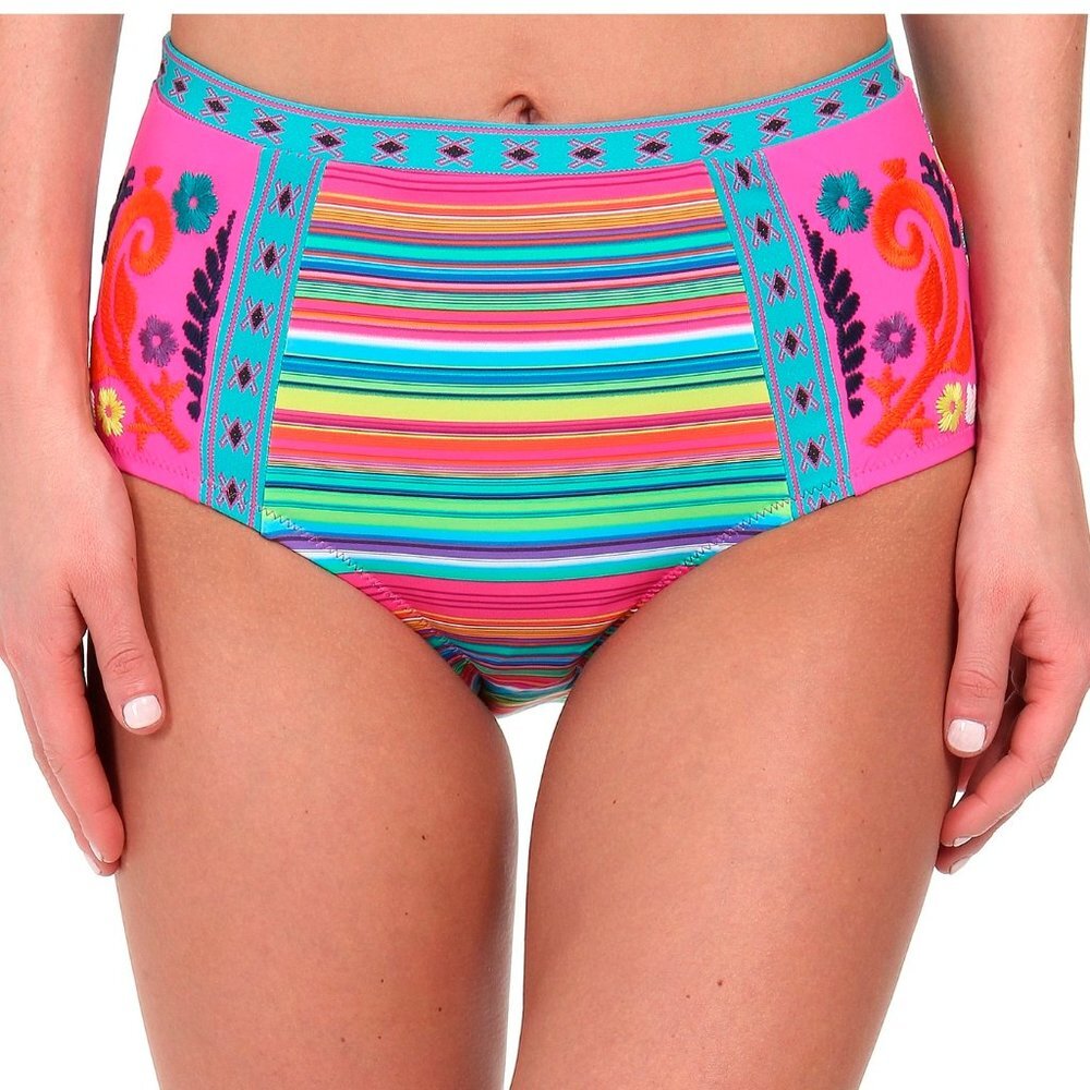 NWT Nanette Lepore Swim Flora Fiesta High Rise Bikini Bottoms Small S